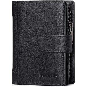 Men's F-Black Genuine Leather Bifold Wallet Blocking Credit Card Coin Pocket